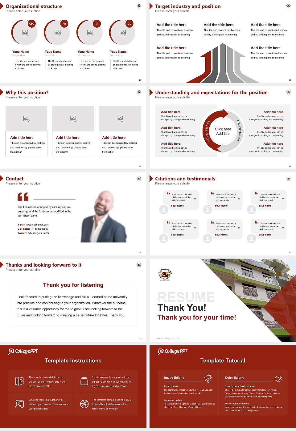 The Global University Resume PPT Template16:9 ratio PPT effect preview image4