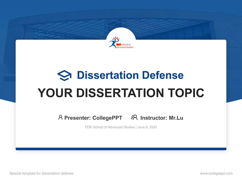 TERI School of Advanced Studies Graduation Thesis Defense PPT Template4:3 ratio PPT effect preview image7