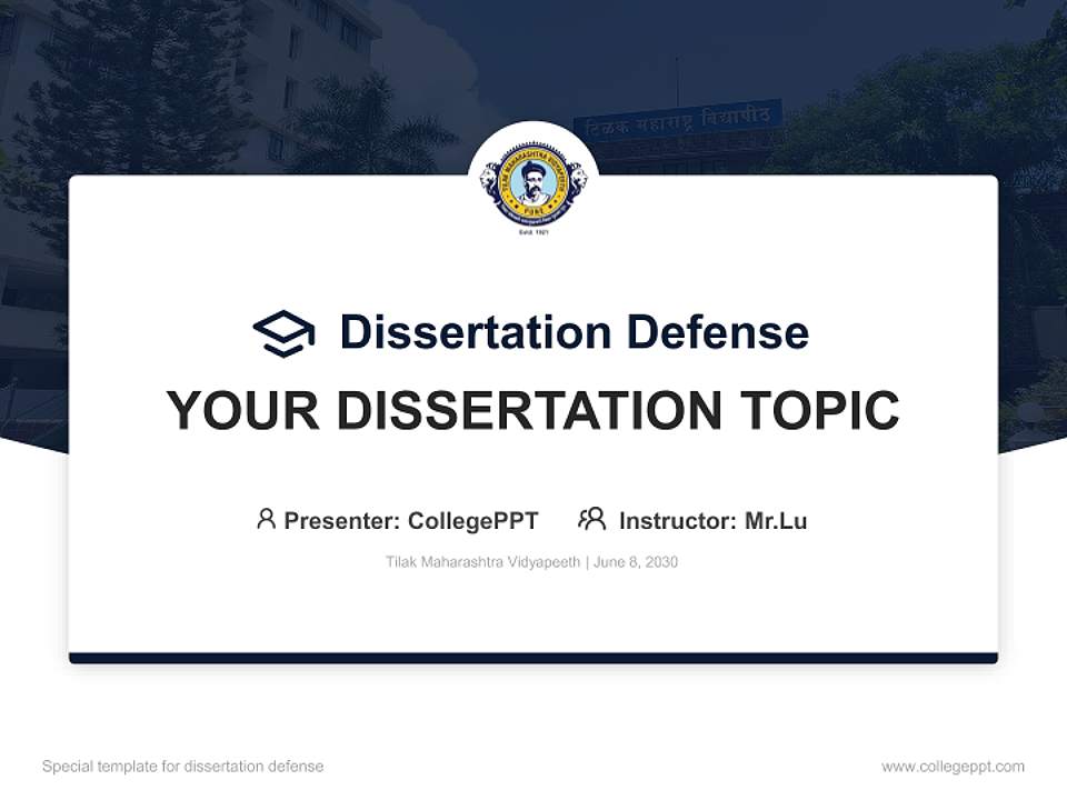Tilak Maharashtra Vidyapeeth Graduation Thesis Defense PPT Template4:3 ratio PPT effect preview image7