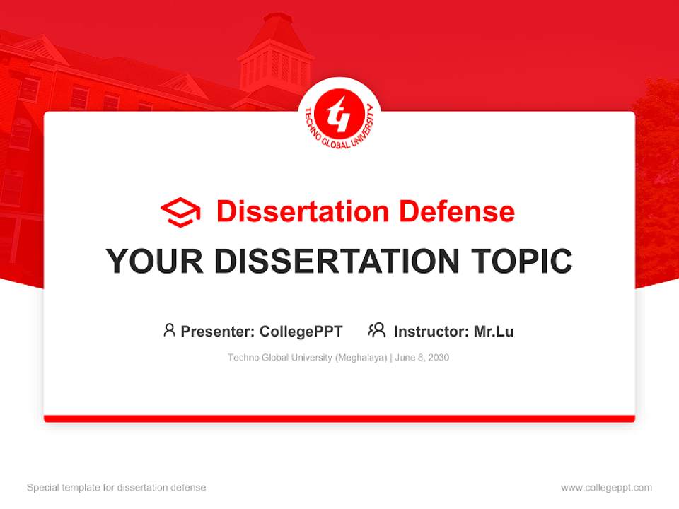 Techno Global University (Meghalaya) Graduation Thesis Defense PPT Template4:3 ratio PPT effect preview image7