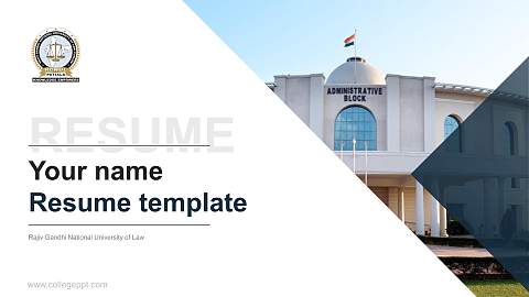 Rajiv Gandhi National University of Law Resume PPT Template