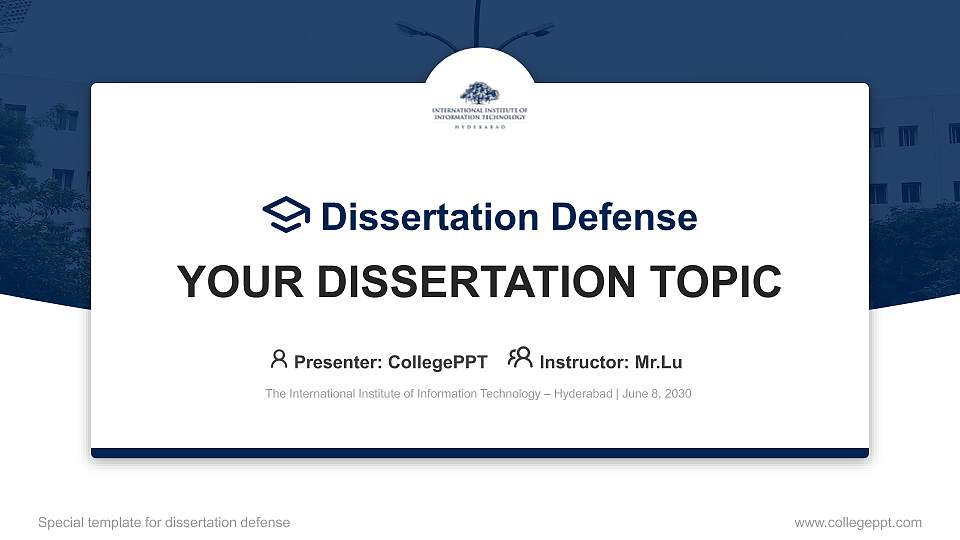 The International Institute of Information Technology – Hyderabad Graduation Thesis Defense PPT Template16:9 ratio PPT effect preview image1