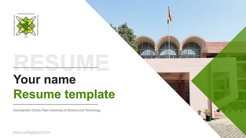 Deenbandhu Chhotu Ram University of Science and Technology Resume PPT Template16:9 ratio PPT effect preview image