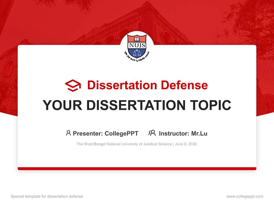 The West Bengal National University of Juridical Science Graduation Thesis Defense PPT Template4:3 ratio PPT effect preview image7