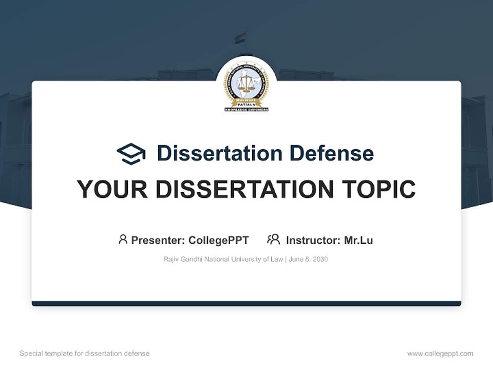 Rajiv Gandhi National University of Law Graduation Thesis Defense PPT Template4:3 ratio PPT effect preview image1