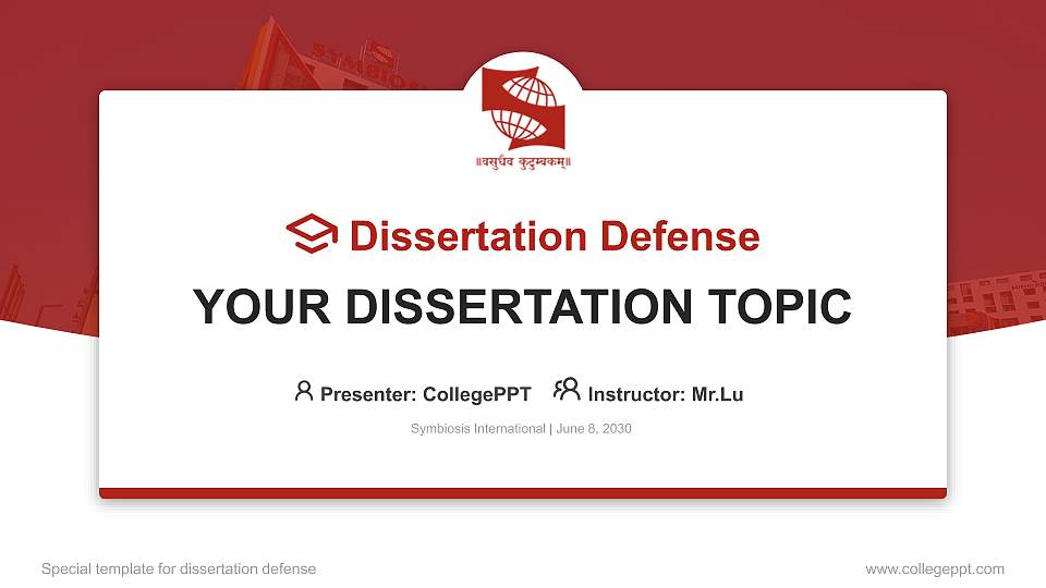 Symbiosis International Graduation Thesis Defense PPT Template16:9 ratio PPT effect preview image