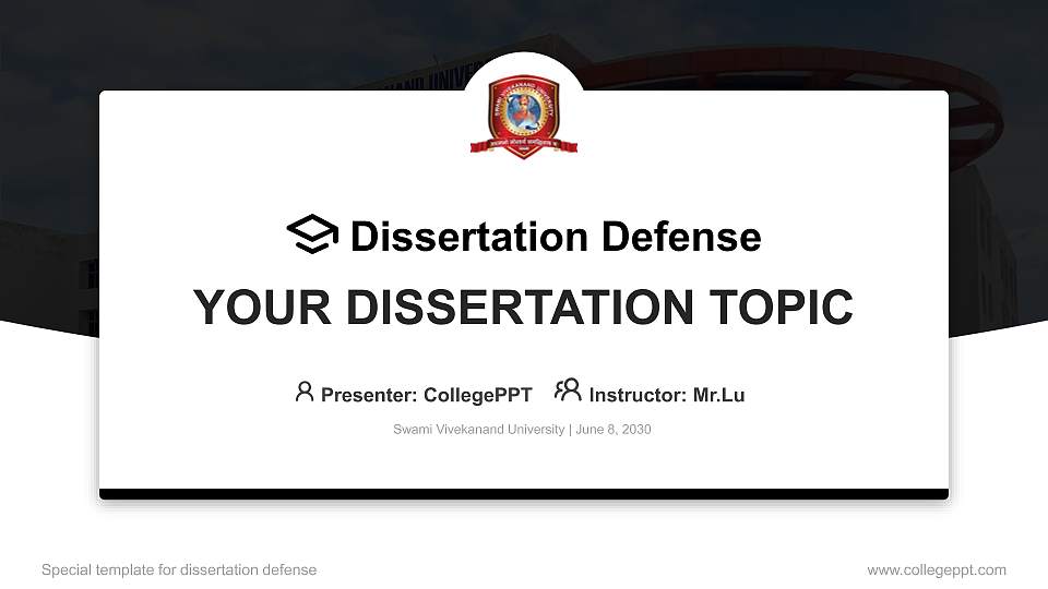 Swami Vivekanand University Graduation Thesis Defense PPT Template16:9 ratio PPT effect preview image1
