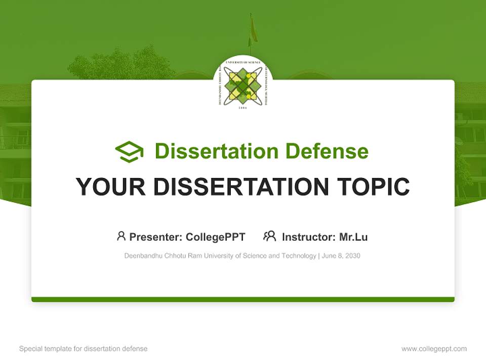 Deenbandhu Chhotu Ram University of Science and Technology Graduation Thesis Defense PPT Template4:3 ratio PPT effect preview image7