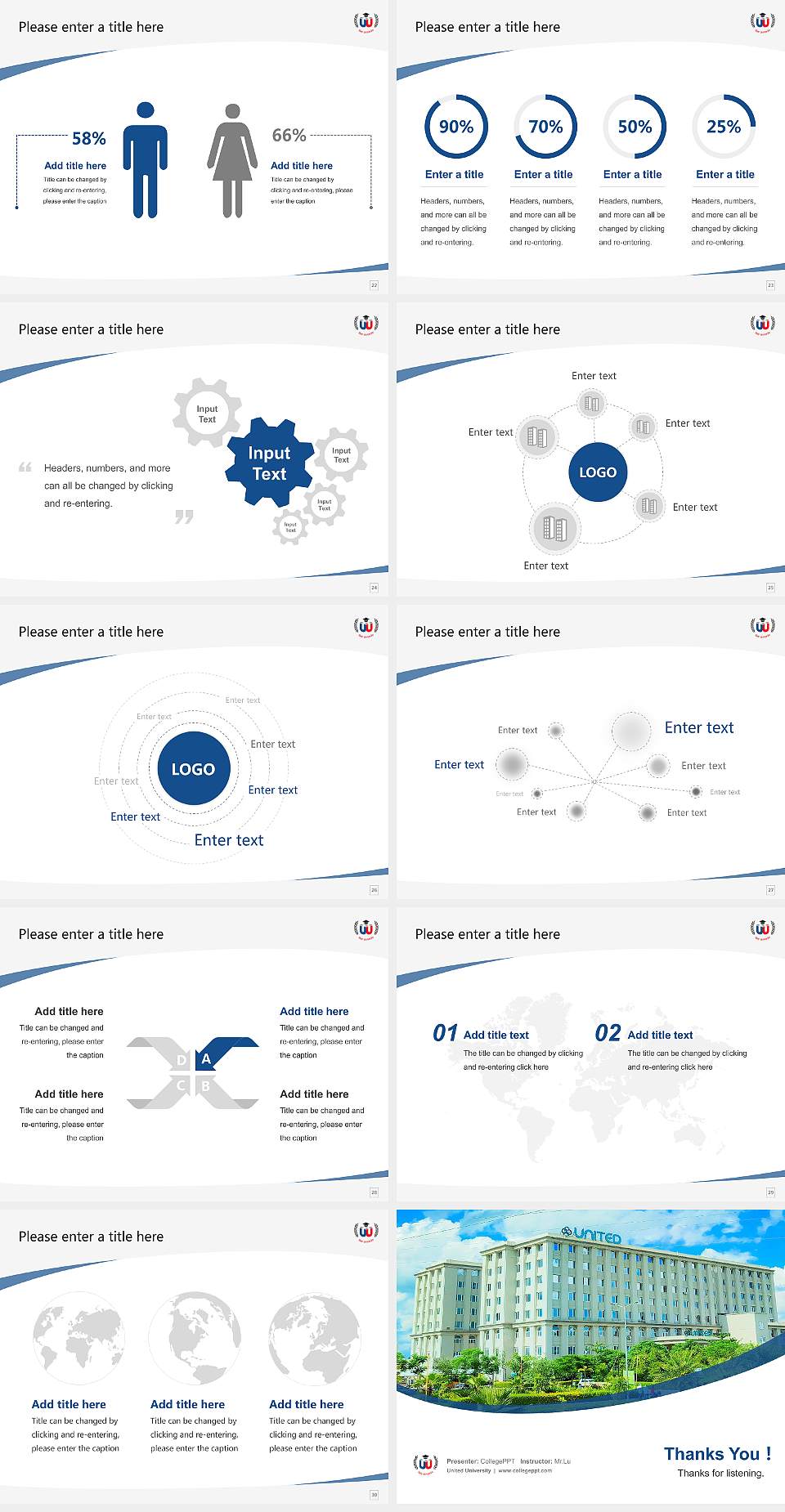 United University Course/Courseware Creation PPT Template4:3 ratio PPT effect preview image4