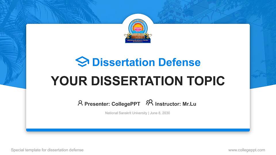 National Sanskrit University Graduation Thesis Defense PPT Template16:9 ratio PPT effect preview image