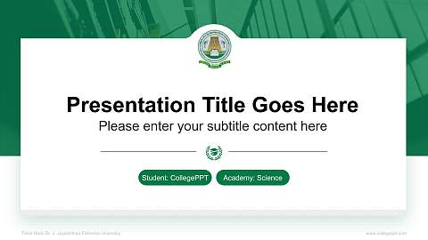 Tamil Nadu Dr. J. Jayalalithaa Fisheries University National Scholarship Defense PPT Template