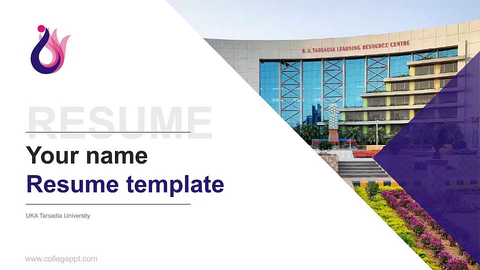 UKA Tarsadia University Resume PPT Template16:9 ratio PPT effect preview image