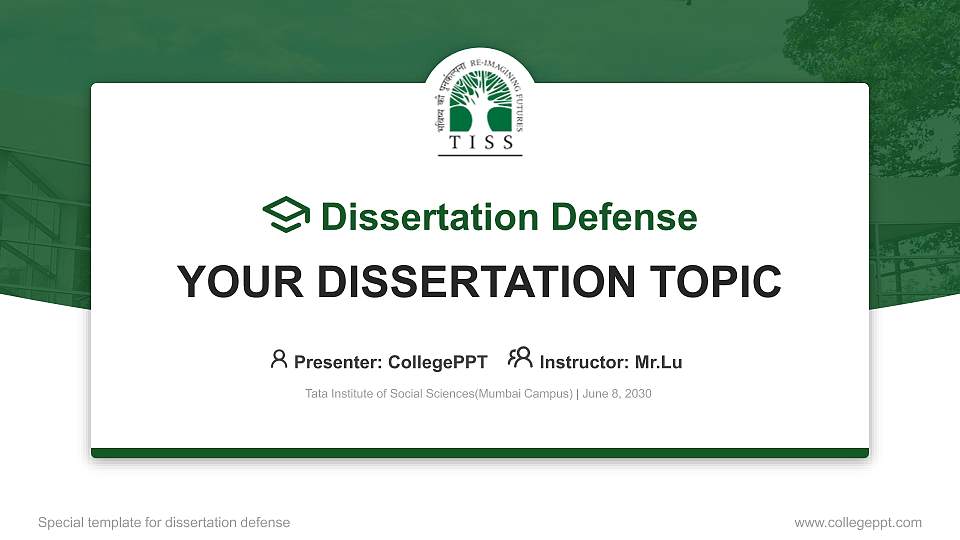 Tata Institute of Social Sciences(Mumbai Campus) Graduation Thesis Defense PPT Template16:9 ratio PPT effect preview image