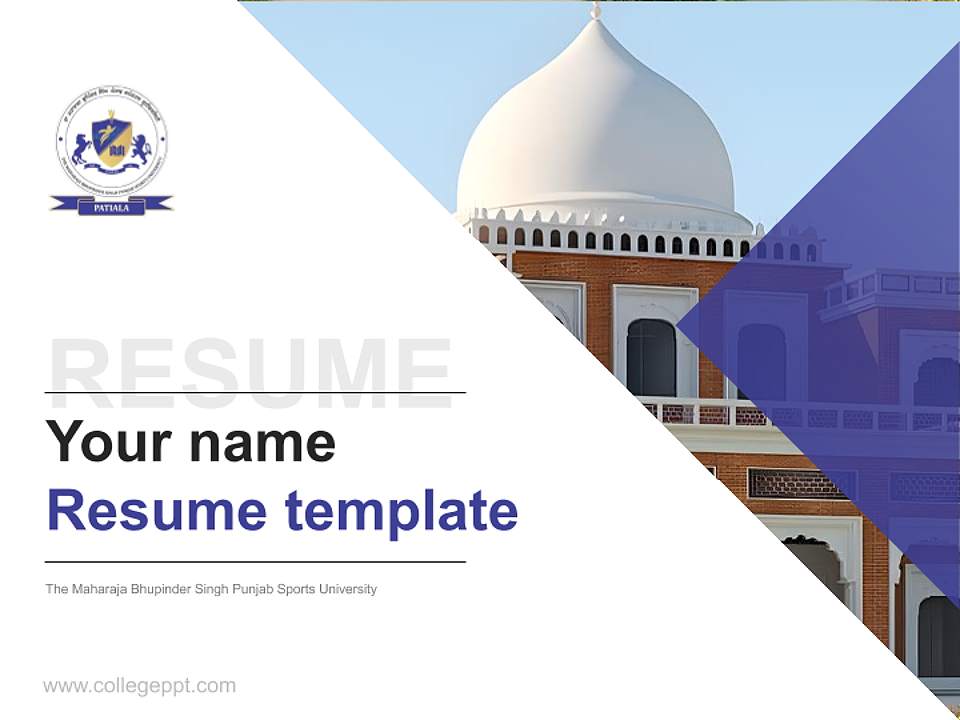 The Maharaja Bhupinder Singh Punjab Sports University Resume PPT Template4:3 ratio PPT effect preview image5