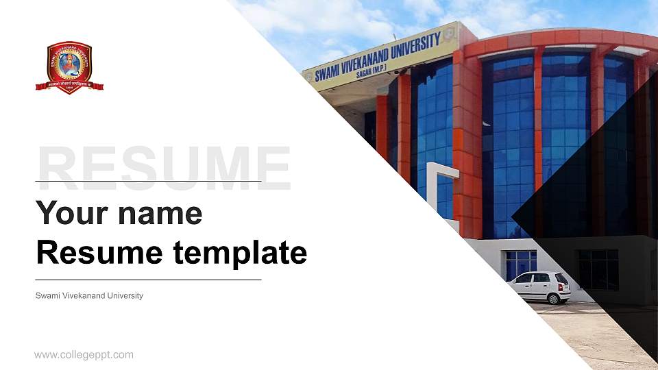 Swami Vivekanand University Resume PPT Template16:9 ratio PPT effect preview image1