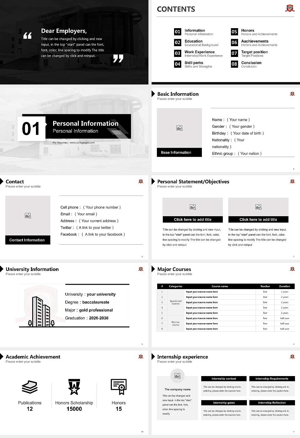 Swami Vivekanand University Resume PPT Template16:9 ratio PPT effect preview image2