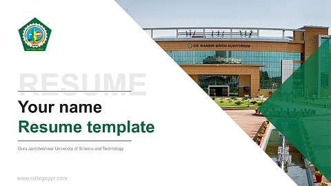 Guru Jambheshwar University of Science and Technology Resume PPT Template