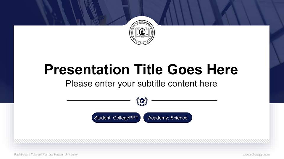 Rashtrasant Tukadoji Maharaj Nagpur University National Scholarship Defense PPT Template16:9 ratio PPT effect preview image