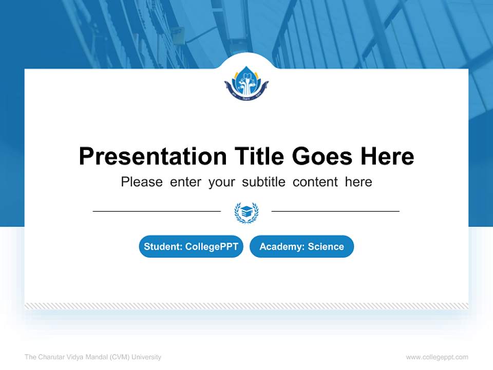 The Charutar Vidya Mandal (CVM) University National Scholarship Defense PPT Template4:3 ratio PPT effect preview image4