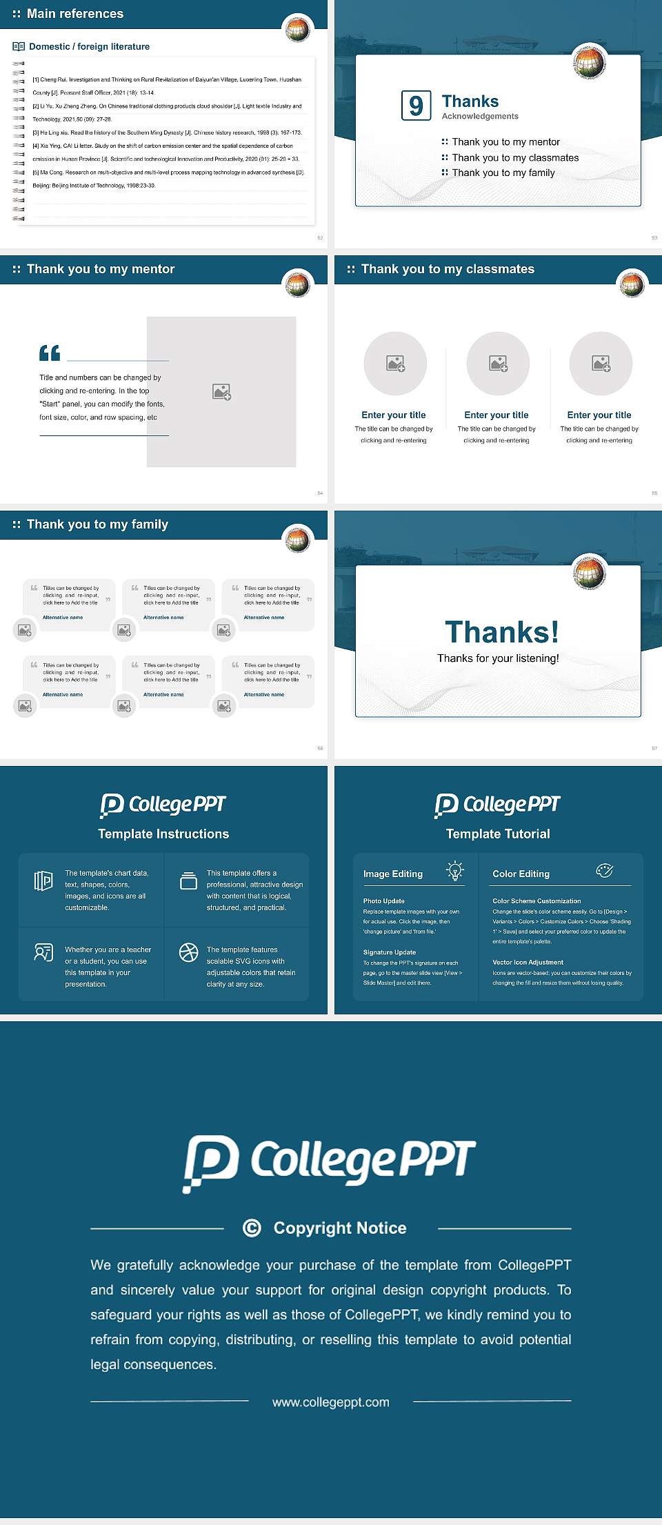 The Global Open University Graduation Thesis Defense PPT Template4:3 ratio PPT effect preview image7