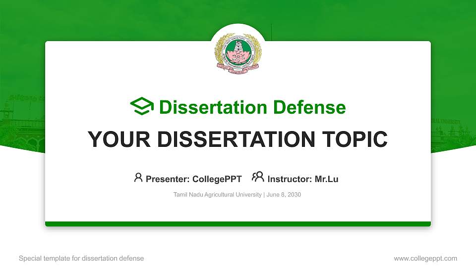 Tamil Nadu Agricultural University Graduation Thesis Defense PPT Template16:9 ratio PPT effect preview image