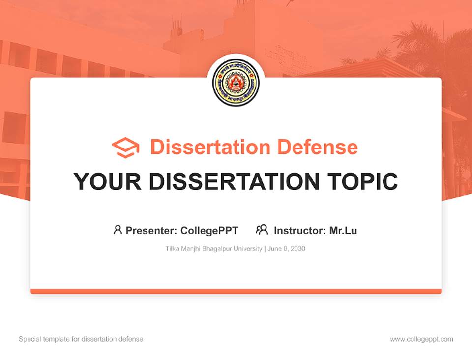 Tilka Manjhi Bhagalpur University Graduation Thesis Defense PPT Template4:3 ratio PPT effect preview image7