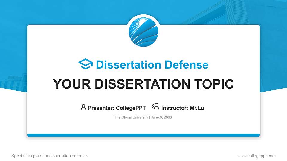 The Glocal University Graduation Thesis Defense PPT Template16:9 ratio PPT effect preview image