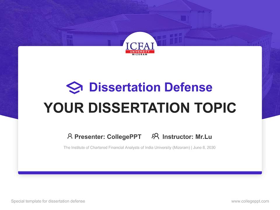 The Institute of Chartered Financial Analysts of India University (Mizoram) Graduation Thesis Defense PPT Template4:3 ratio PPT effect preview image7