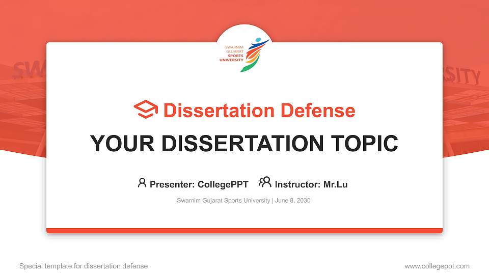 Swarnim Gujarat Sports University Graduation Thesis Defense PPT Template16:9 ratio PPT effect preview image