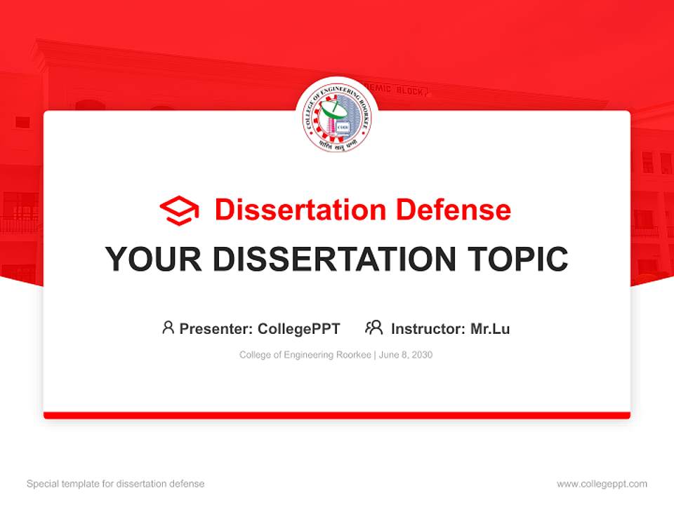 College of Engineering Roorkee Graduation Thesis Defense PPT Template4:3 ratio PPT effect preview image7