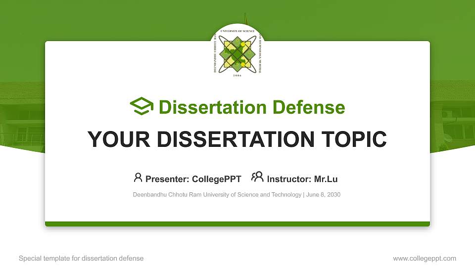 Deenbandhu Chhotu Ram University of Science and Technology Graduation Thesis Defense PPT Template16:9 ratio PPT effect preview image
