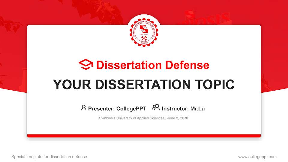 Symbiosis University of Applied Sciences Graduation Thesis Defense PPT Template16:9 ratio PPT effect preview image