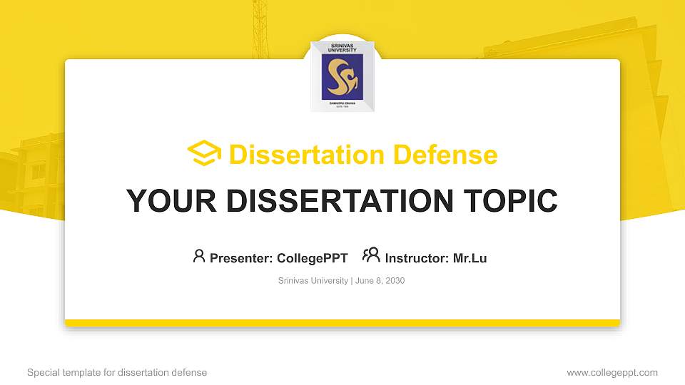 Srinivas University Graduation Thesis Defense PPT Template16:9 ratio PPT effect preview image