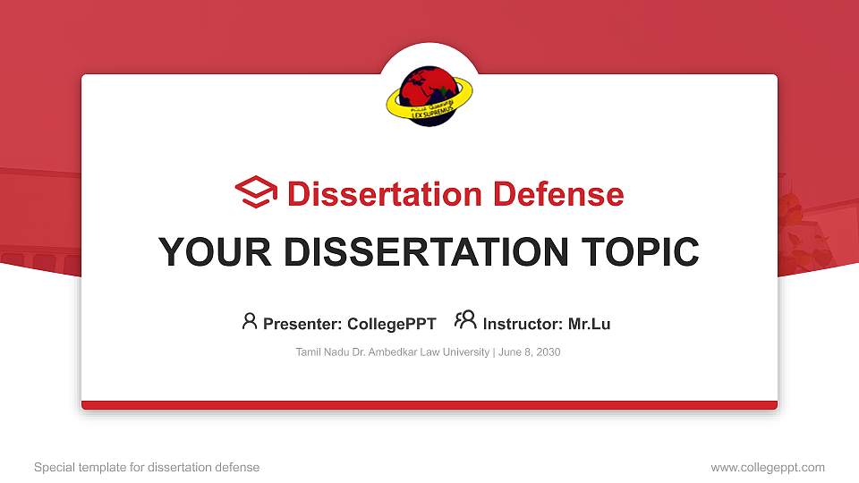 Tamil Nadu Dr. Ambedkar Law University Graduation Thesis Defense PPT Template16:9 ratio PPT effect preview image