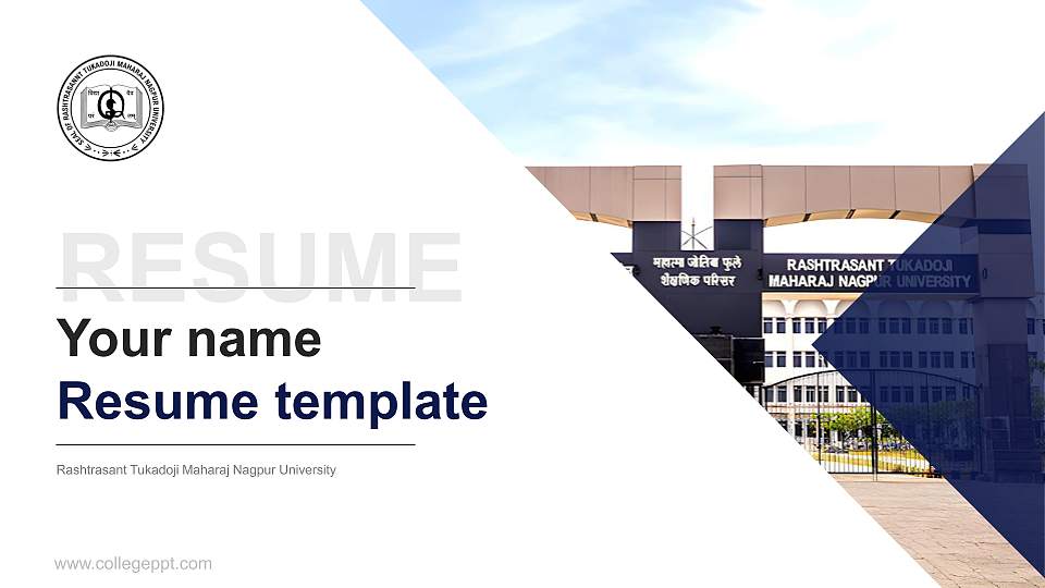 Rashtrasant Tukadoji Maharaj Nagpur University Resume PPT Template16:9 ratio PPT effect preview image