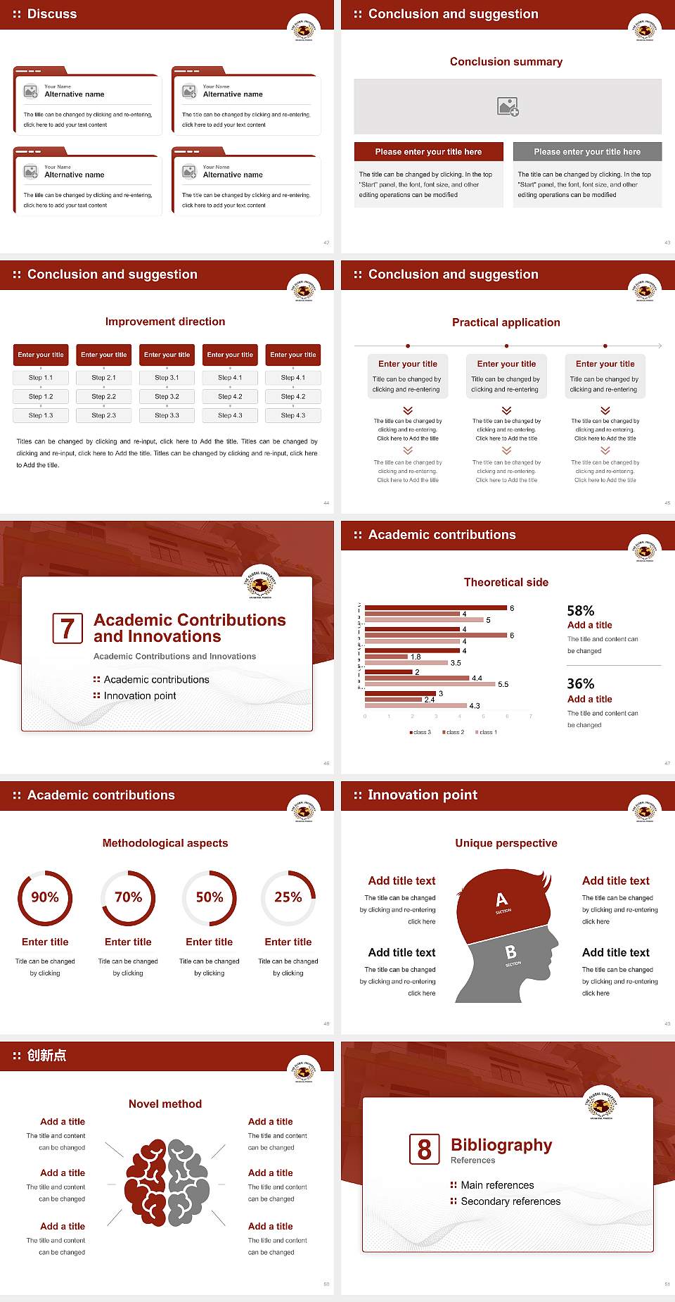 The Global University Graduation Thesis Defense PPT Template4:3 ratio PPT effect preview image6