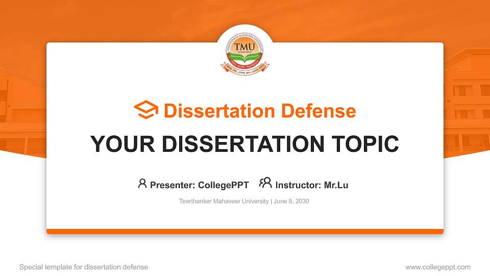 Teerthanker Mahaveer University Graduation Thesis Defense PPT Template16:9 ratio PPT effect preview image