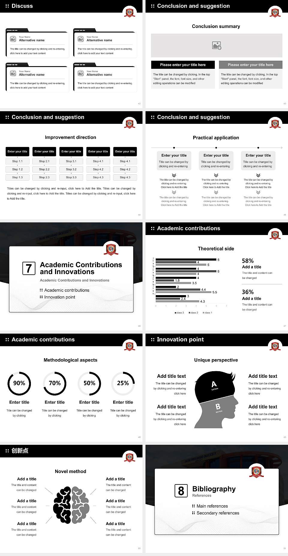 Swami Vivekanand University Graduation Thesis Defense PPT Template4:3 ratio PPT effect preview image6