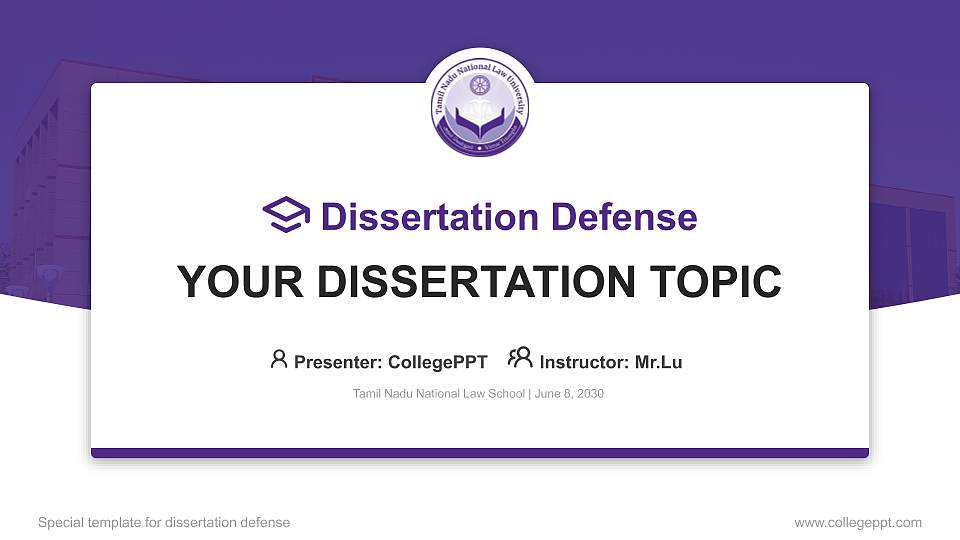 Tamil Nadu National Law School Graduation Thesis Defense PPT Template16:9 ratio PPT effect preview image