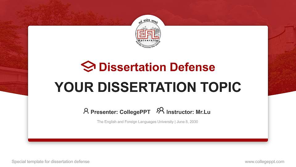 The English and Foreign Languages University Graduation Thesis Defense PPT Template16:9 ratio PPT effect preview image