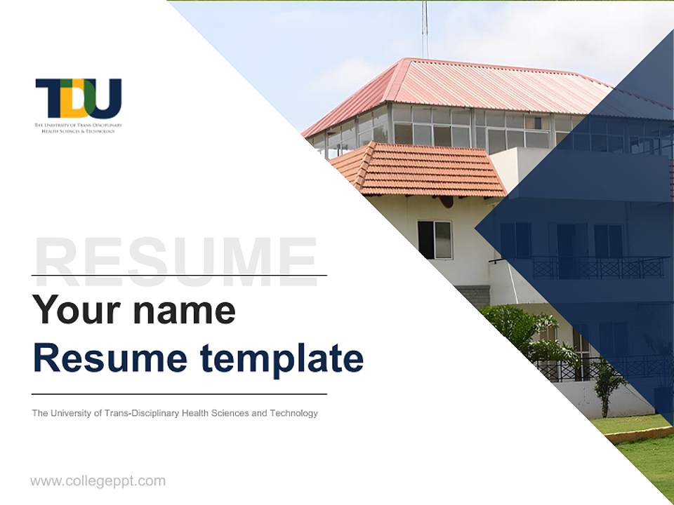 The University of Trans-Disciplinary Health Sciences and Technology Resume PPT Template4:3 ratio PPT effect preview image5