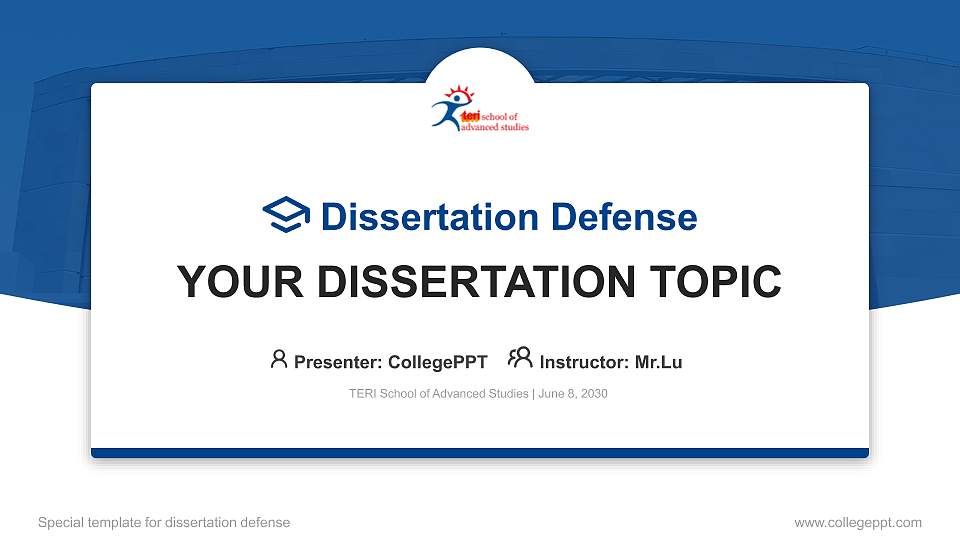 TERI School of Advanced Studies Graduation Thesis Defense PPT Template16:9 ratio PPT effect preview image