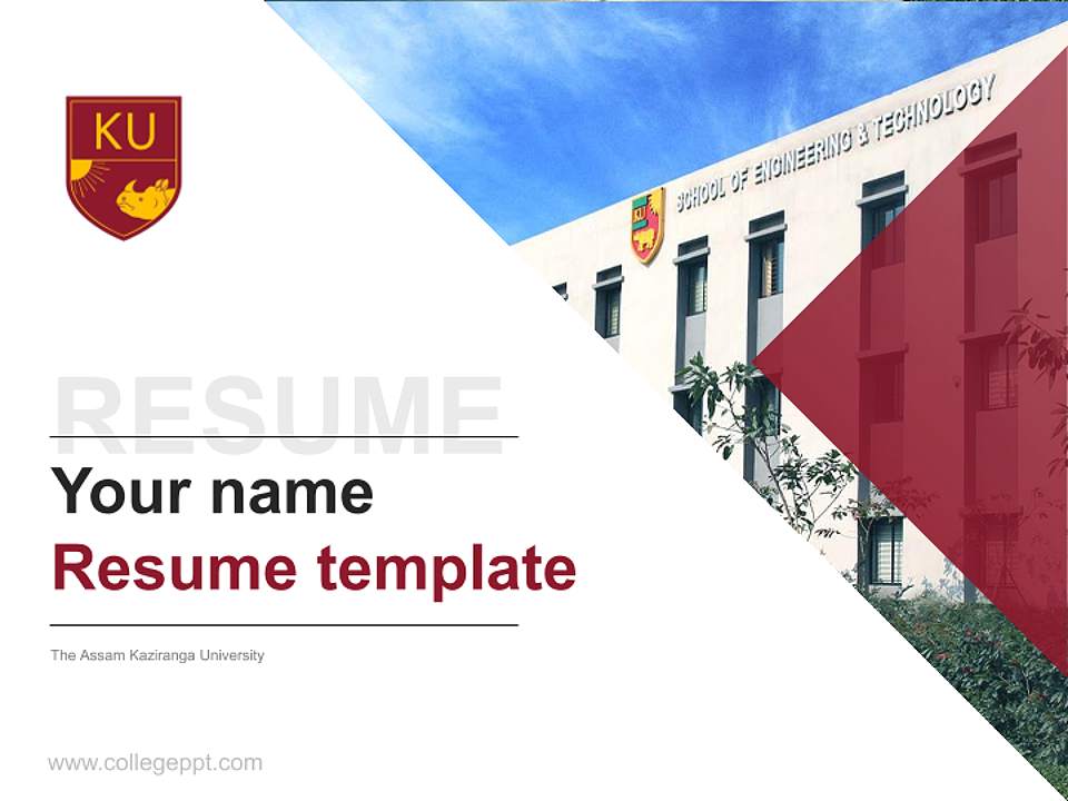 The Assam Kaziranga University Resume PPT Template4:3 ratio PPT effect preview image5