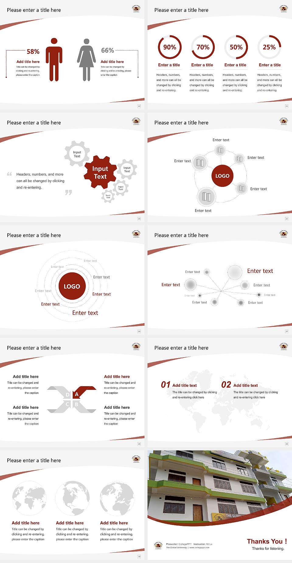 The Global University Course/Courseware Creation PPT Template4:3 ratio PPT effect preview image4