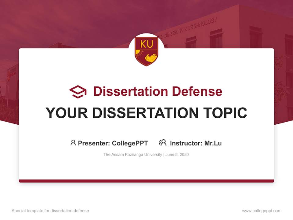 The Assam Kaziranga University Graduation Thesis Defense PPT Template4:3 ratio PPT effect preview image7