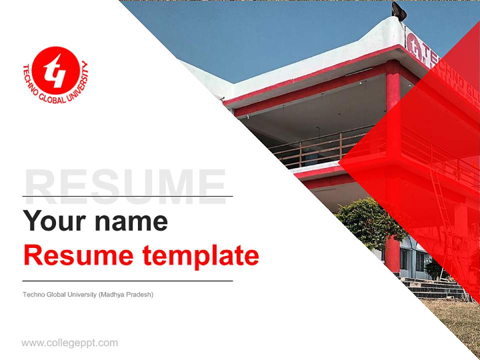 Techno Global University (Madhya Pradesh) Resume PPT Template4:3 ratio PPT effect preview image5