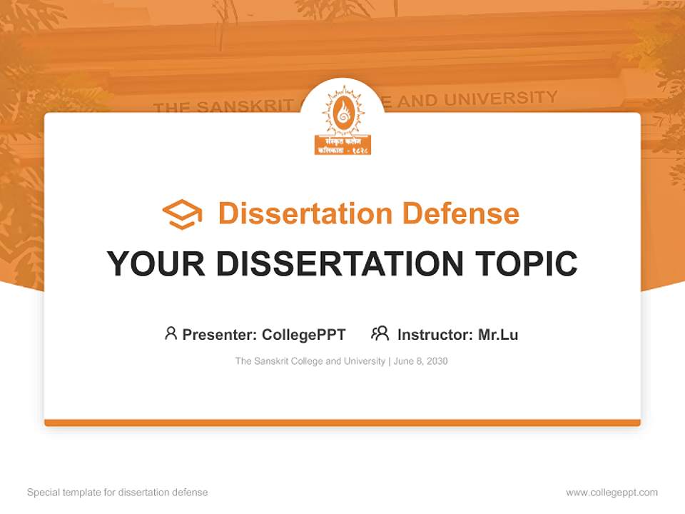 The Sanskrit College and University Graduation Thesis Defense PPT Template4:3 ratio PPT effect preview image7