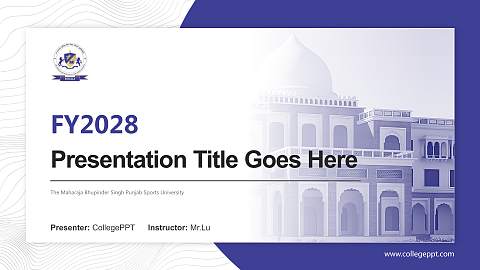 The Maharaja Bhupinder Singh Punjab Sports University Academic Presentation/Research Findings Report PPT Template