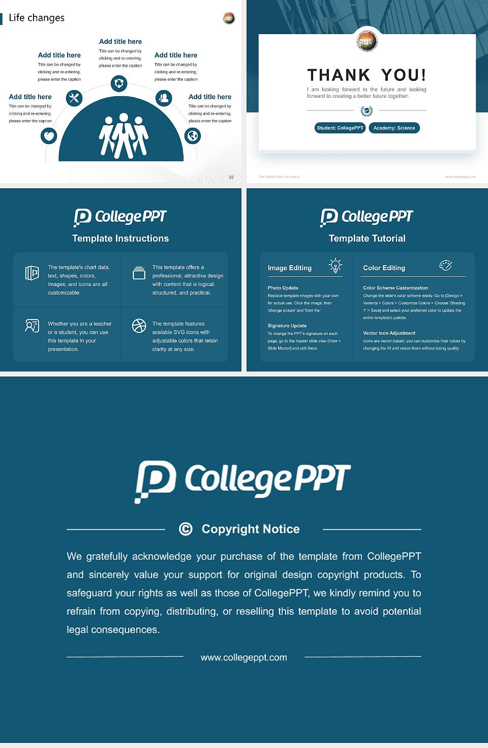 The Global Open University National Scholarship Defense PPT Template4:3 ratio PPT effect preview image4