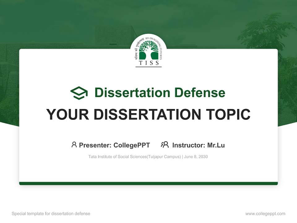 Tata Institute of Social Sciences(Tuljapur Campus) Graduation Thesis Defense PPT Template4:3 ratio PPT effect preview image7